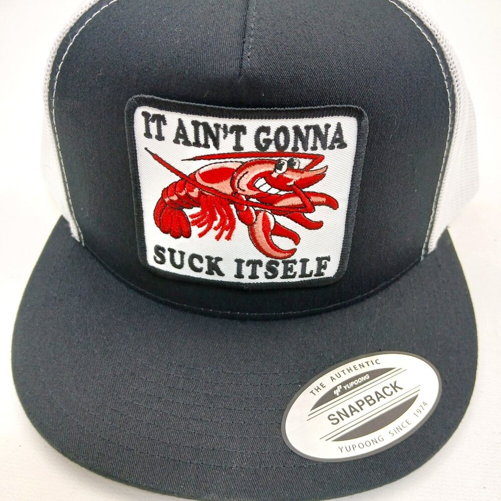 Black/White Yupoong Mesh Snapback Cap Hat Embroidered It Ain't Gonna Suck Itself